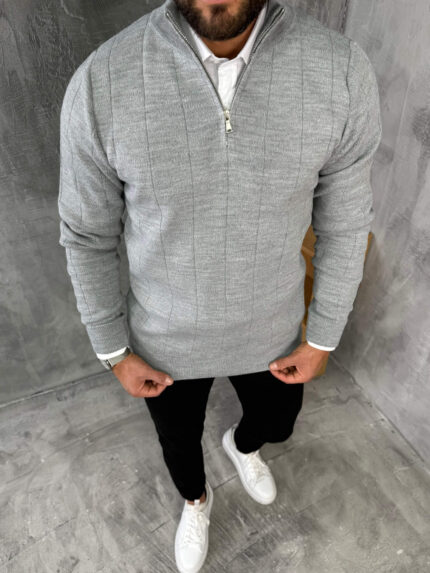 Polu-zip džemper elegantnog kroja PZR7074