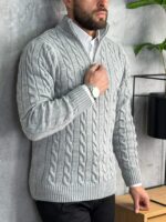 Polu-zip džemper elegantnog kroja PZR7072 - Slika 10
