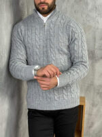 Polu-zip džemper elegantnog kroja PZR7072 - Slika 9