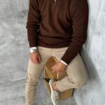 Polu-zip džemper elegantnog kroja slim fit PZR7073