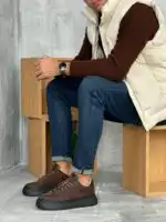 Muške patike od prirodne kože i debelim đonom - Slika 20