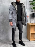 Muška duga zimska jakna sa krznom - Slika 2