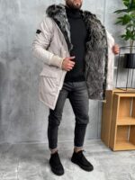 Muška duga zimska jakna sa krznom - Slika 3