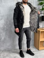 Muška duga zimska jakna sa krznom