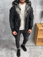 Muška duga zimska jakna sa krznom - Slika 7