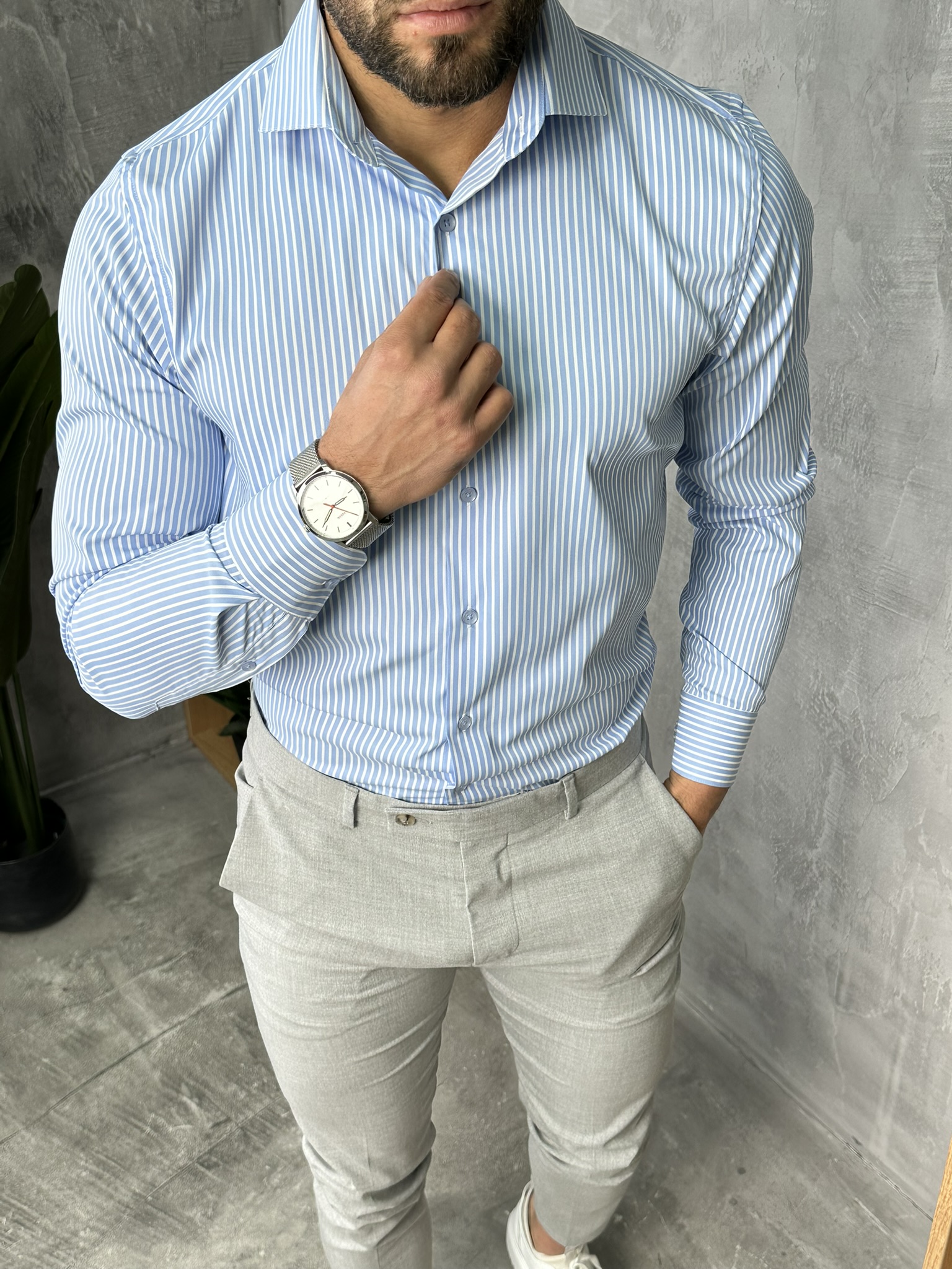 IMG_8896 Elegantna kosulja na pruge PZR2277 - Slika 1