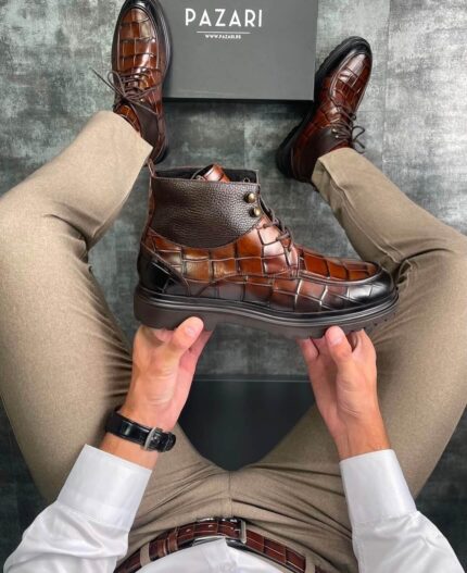 Muške kroko čizme od prave kože sa krznom