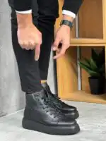 Muške crne kožne čizme sa debelim đonom - Slika 12