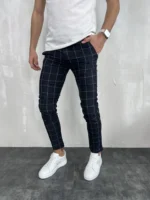 Muške karirane slim fit pantalone – elegantne pantalone - Slika 26