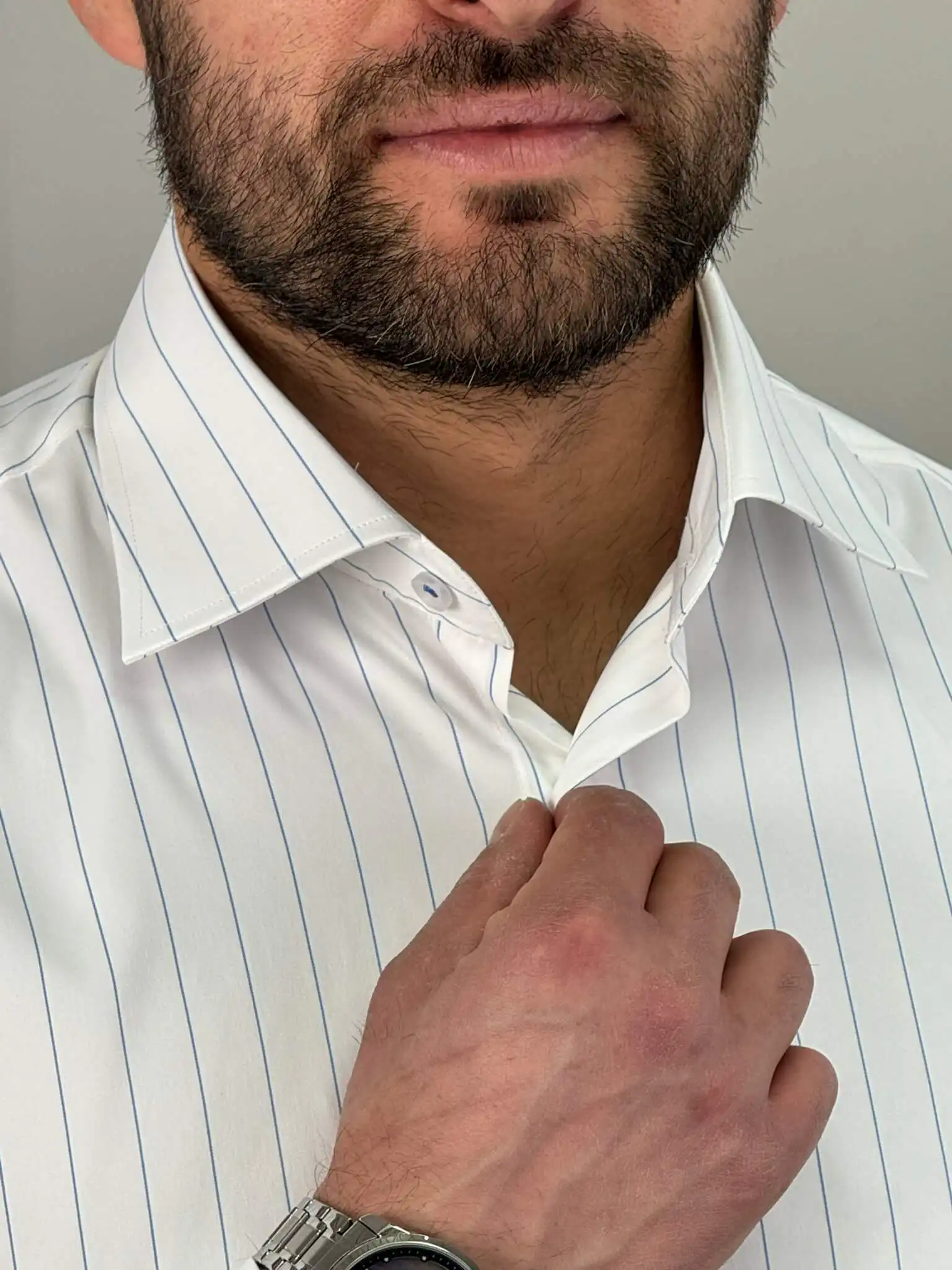 muska slim fit kosuljana tanke pruge elegantan model dug rukav plava 2031 3