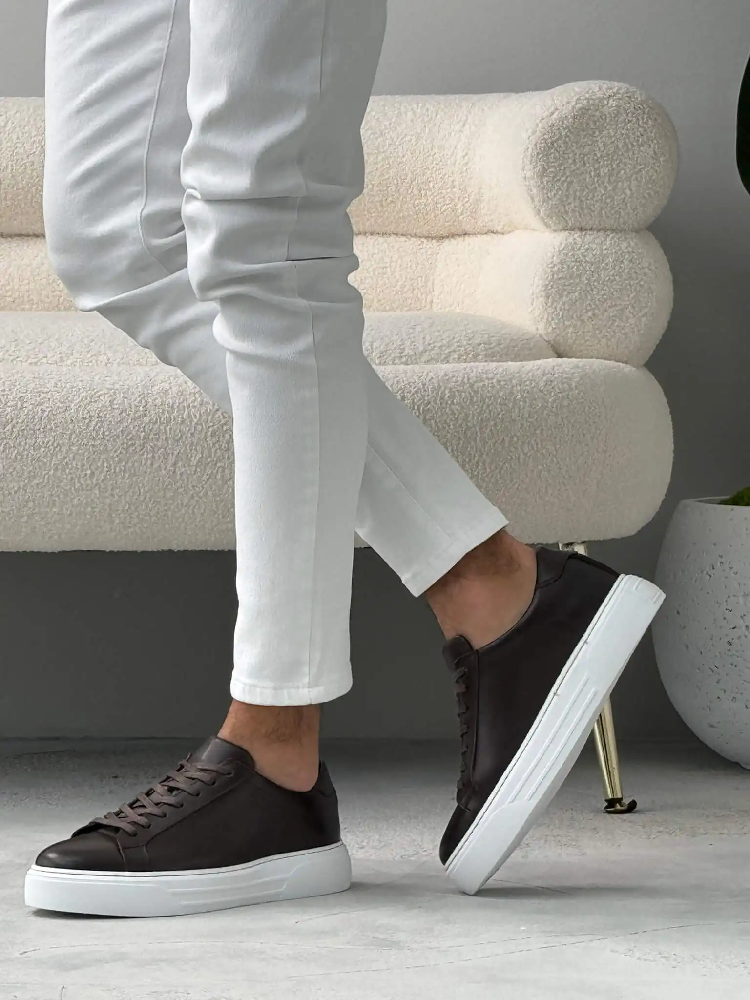 muske velur patike moderne patike sa bijelim djonom tamnobraon ter9263 6