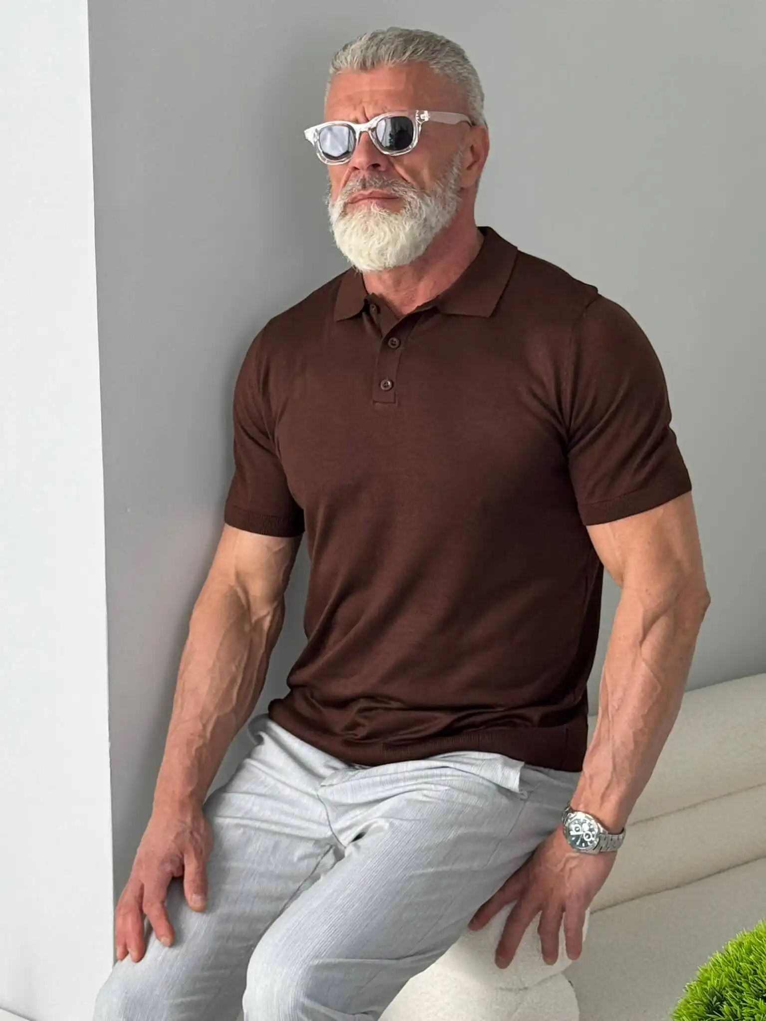 muska polo majica costello slim fit lagana letnja majica pzr4508 braon 2