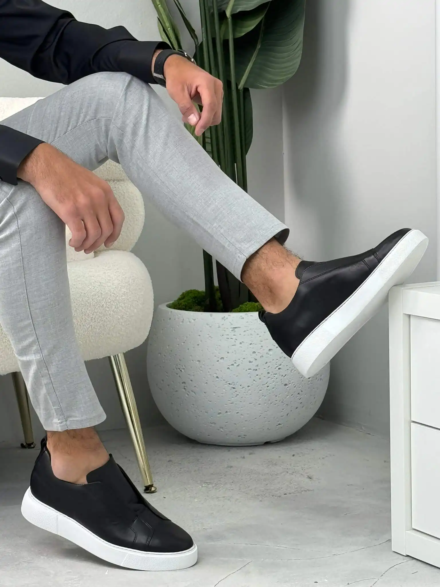 muske kozne slip on patike elegantan model crna ter8603 2