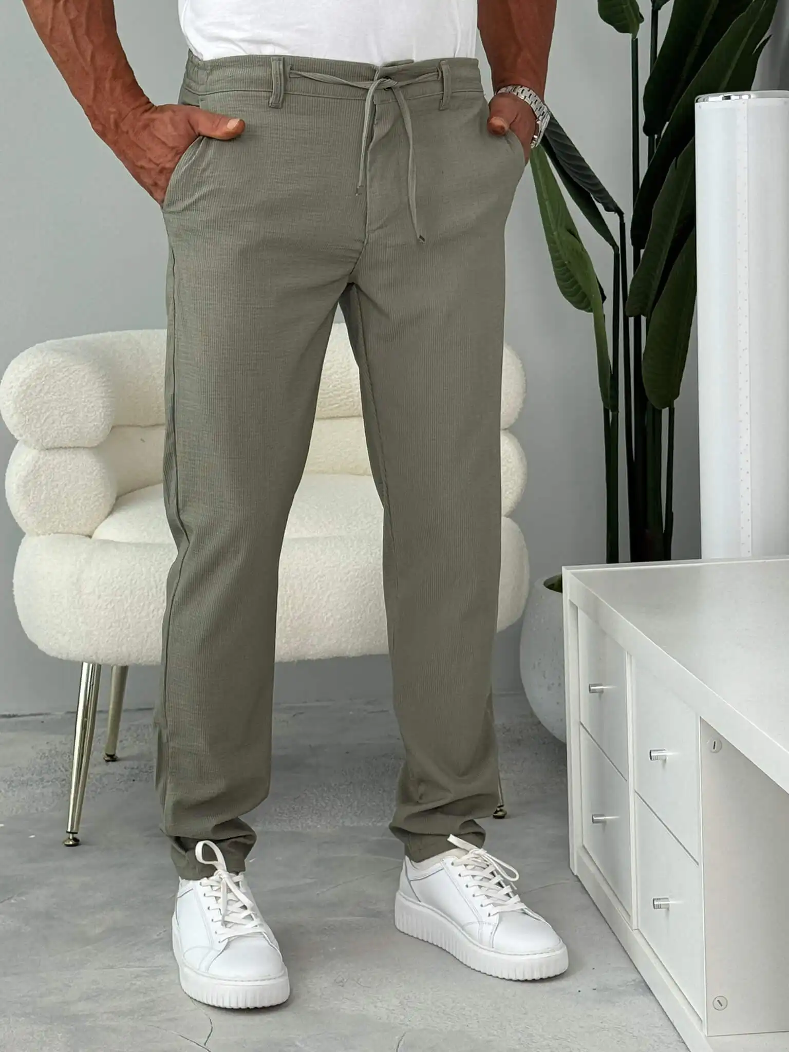 muske regular pantalone sa uckurom lagan model pzr3016 zelena 5
