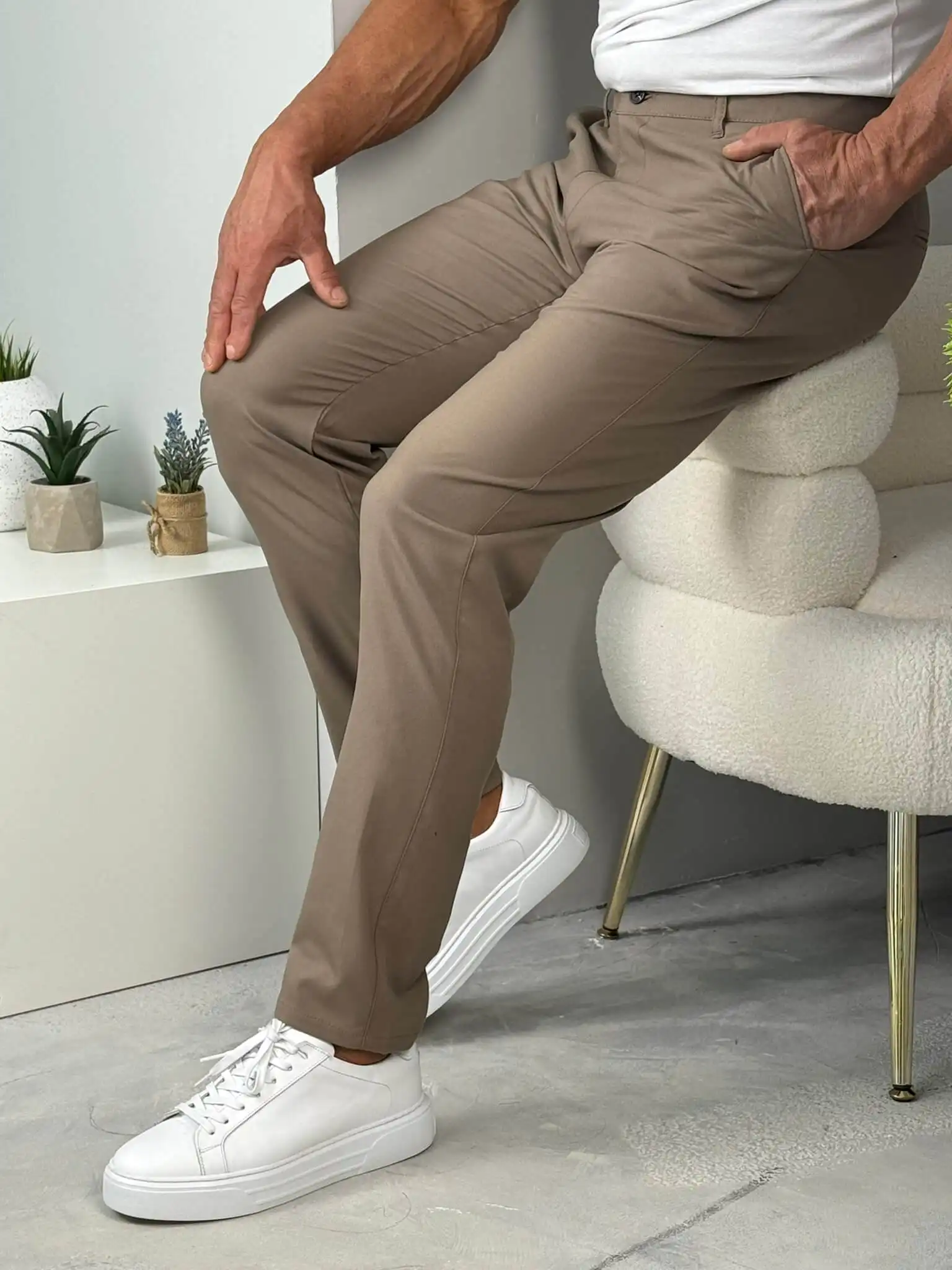 muske regular pantalone udoban i elegantan model braon 7