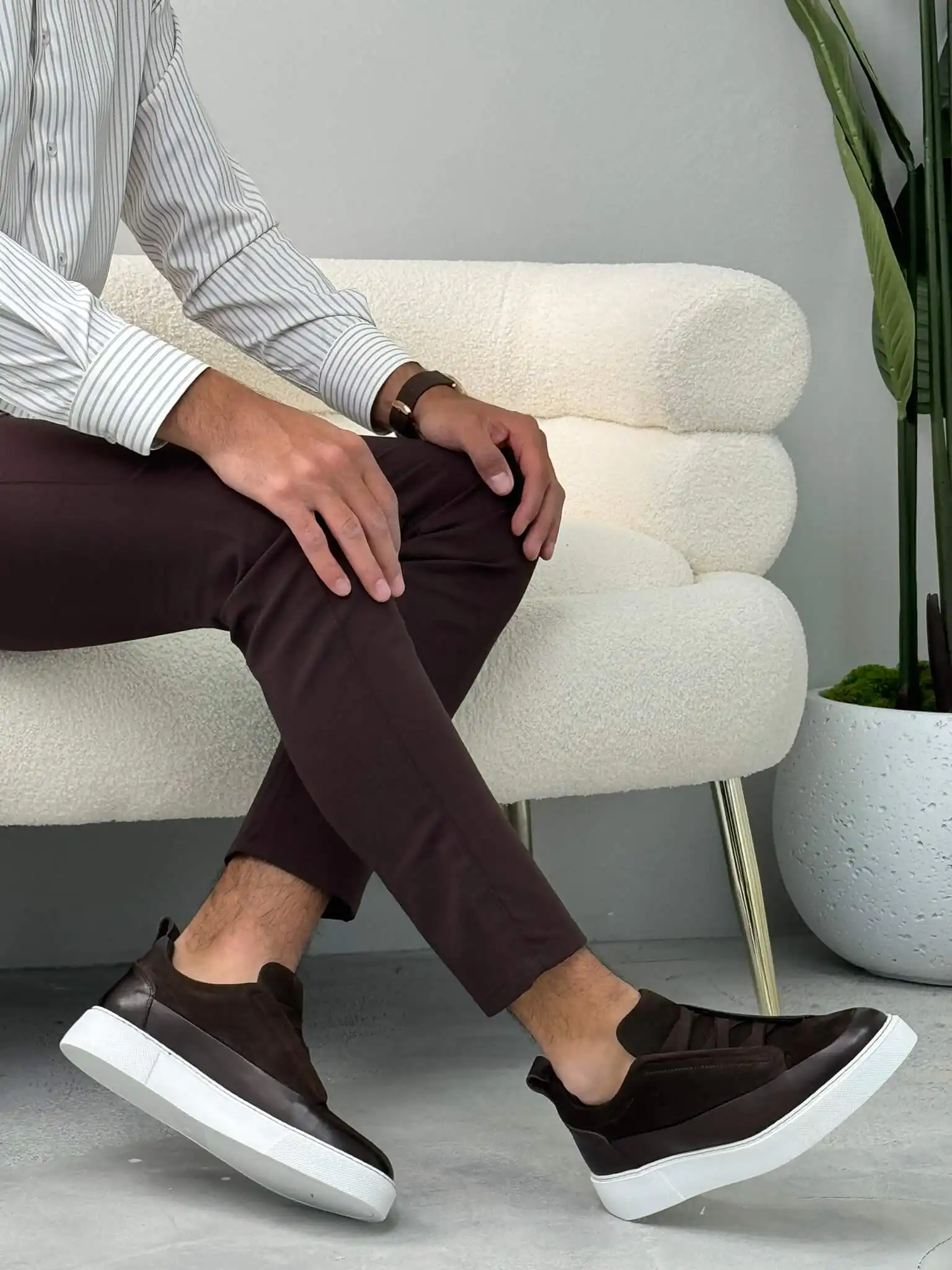 muske slip on patike sa belim djonom moderan model braon ter662 4